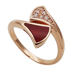 BVLGARI Women's Ring 750PG Diamond Carnelian Diva Dream Pink Gold 356444 #53 Size 12.5 Polished