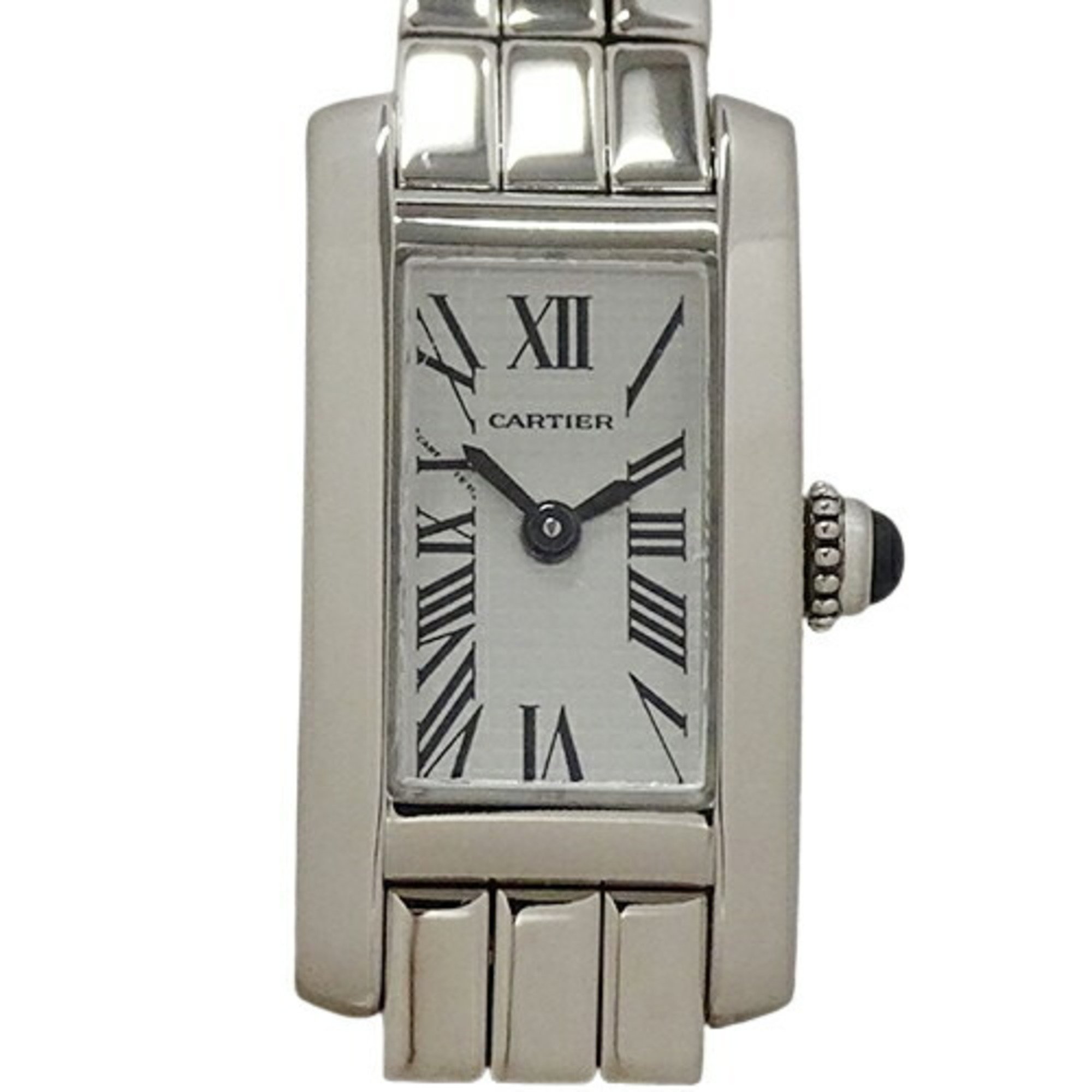 Cartier Women's Tank Alonge Lanier Watch, Quartz, 750WG, White Gold, W15364W3, Square, Polished