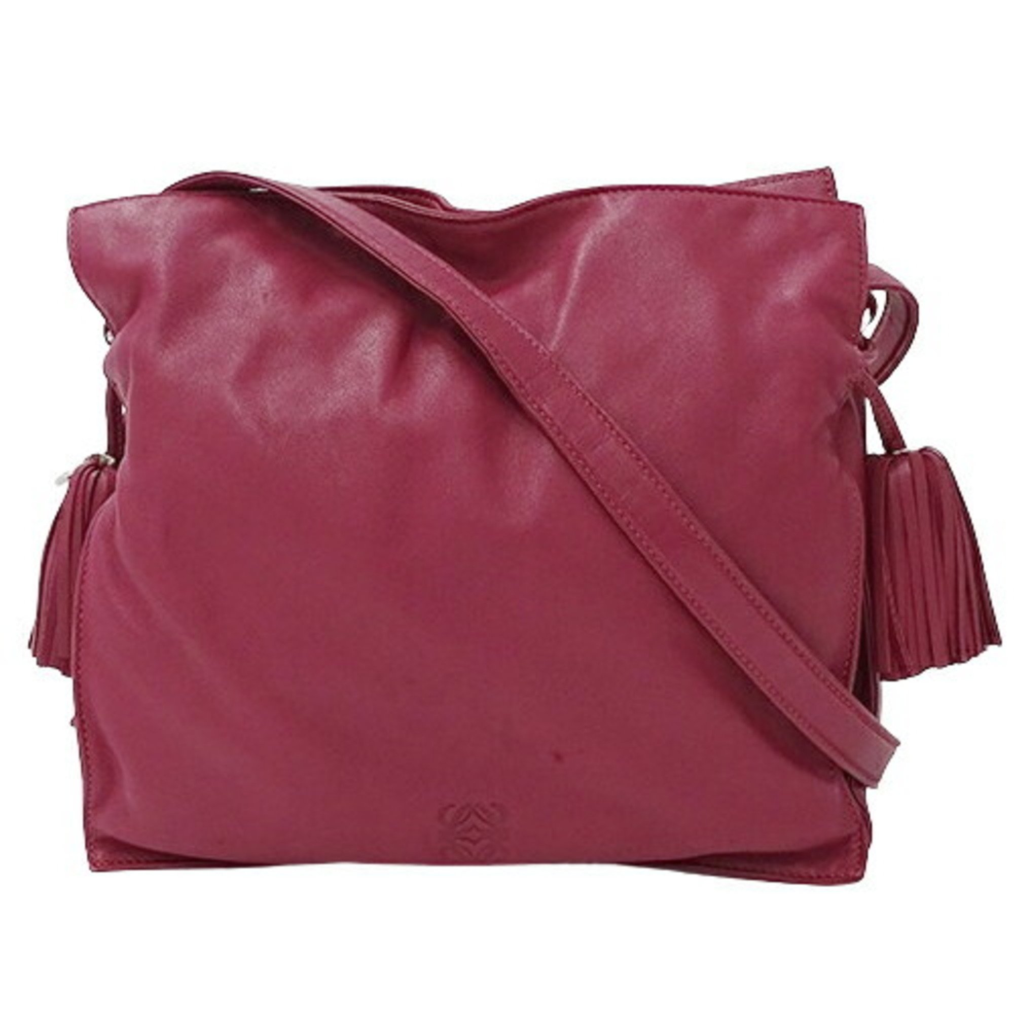 LOEWE Women's Shoulder Bag Flamenco Leather Wine Red Magenta