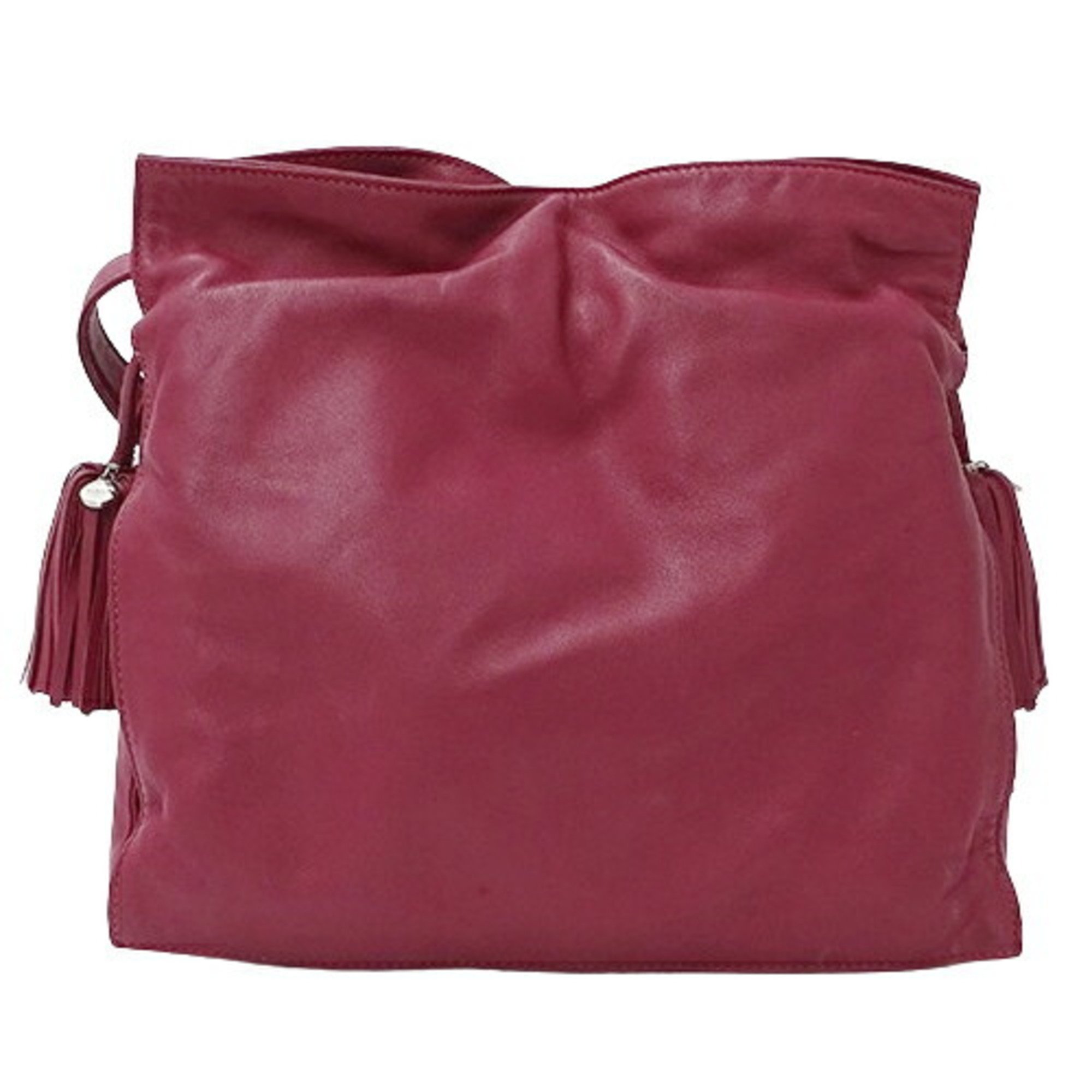 LOEWE Women's Shoulder Bag Flamenco Leather Wine Red Magenta