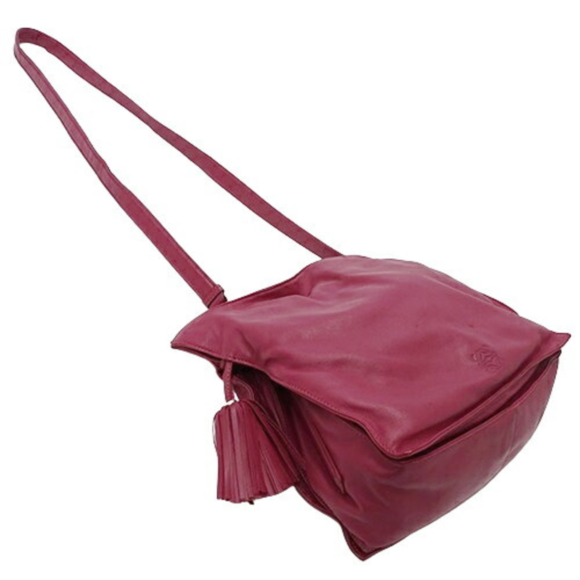 LOEWE Women's Shoulder Bag Flamenco Leather Wine Red Magenta