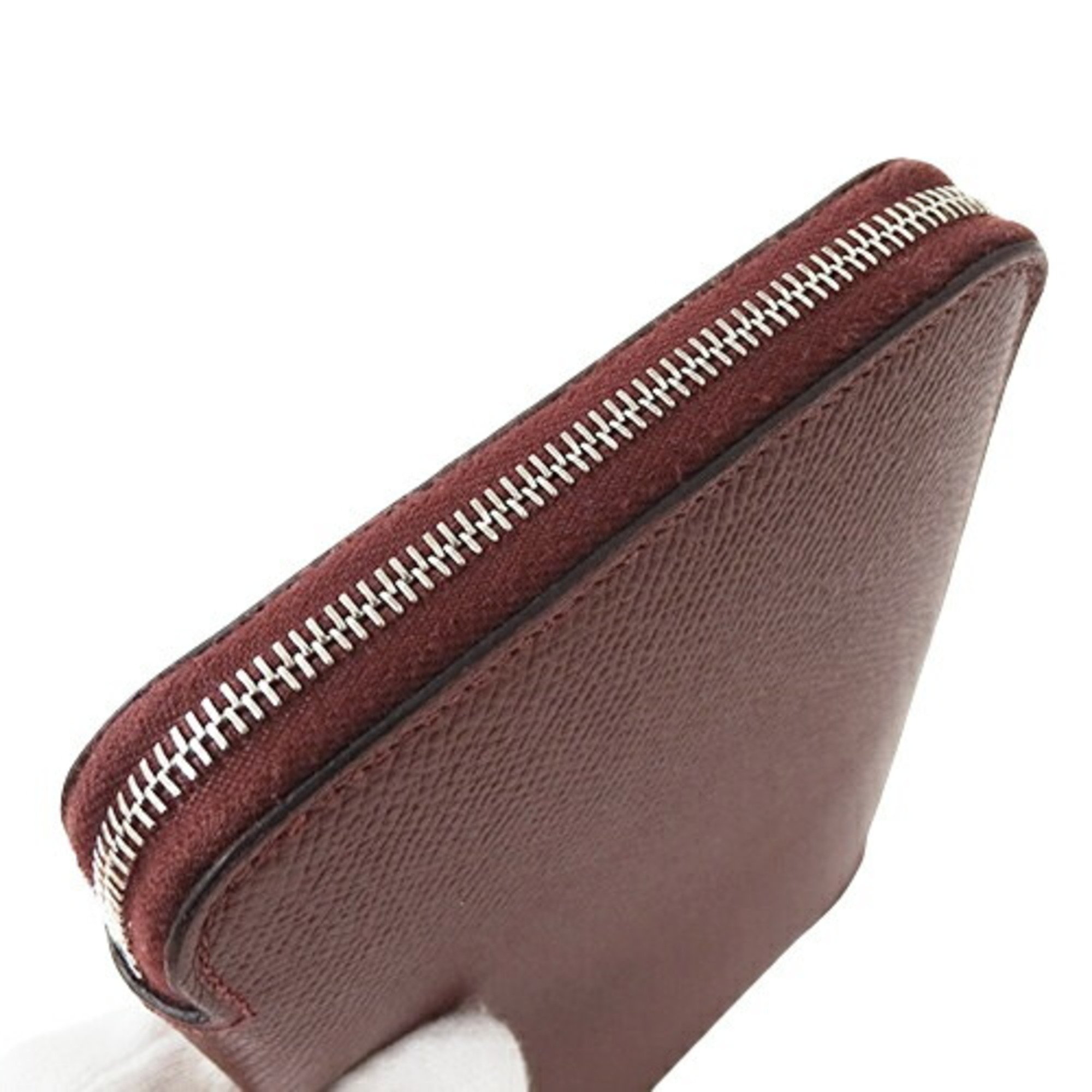 Hermes HERMES Wallet Women's Long Azap Silk In Classic Veau Epsom Bordeaux Wine Red Round T Engraved