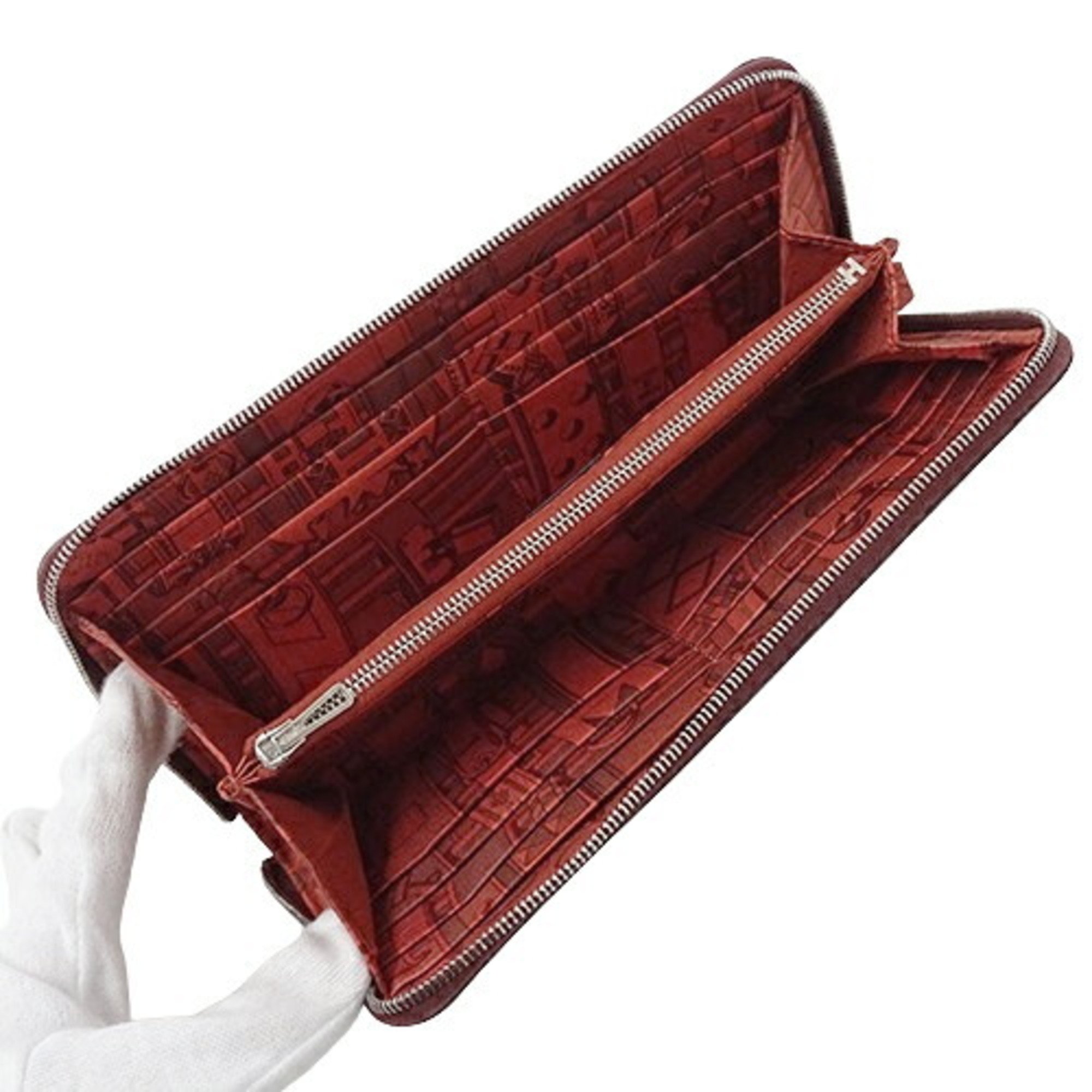 Hermes HERMES Wallet Women's Long Azap Silk In Classic Veau Epsom Bordeaux Wine Red Round T Engraved