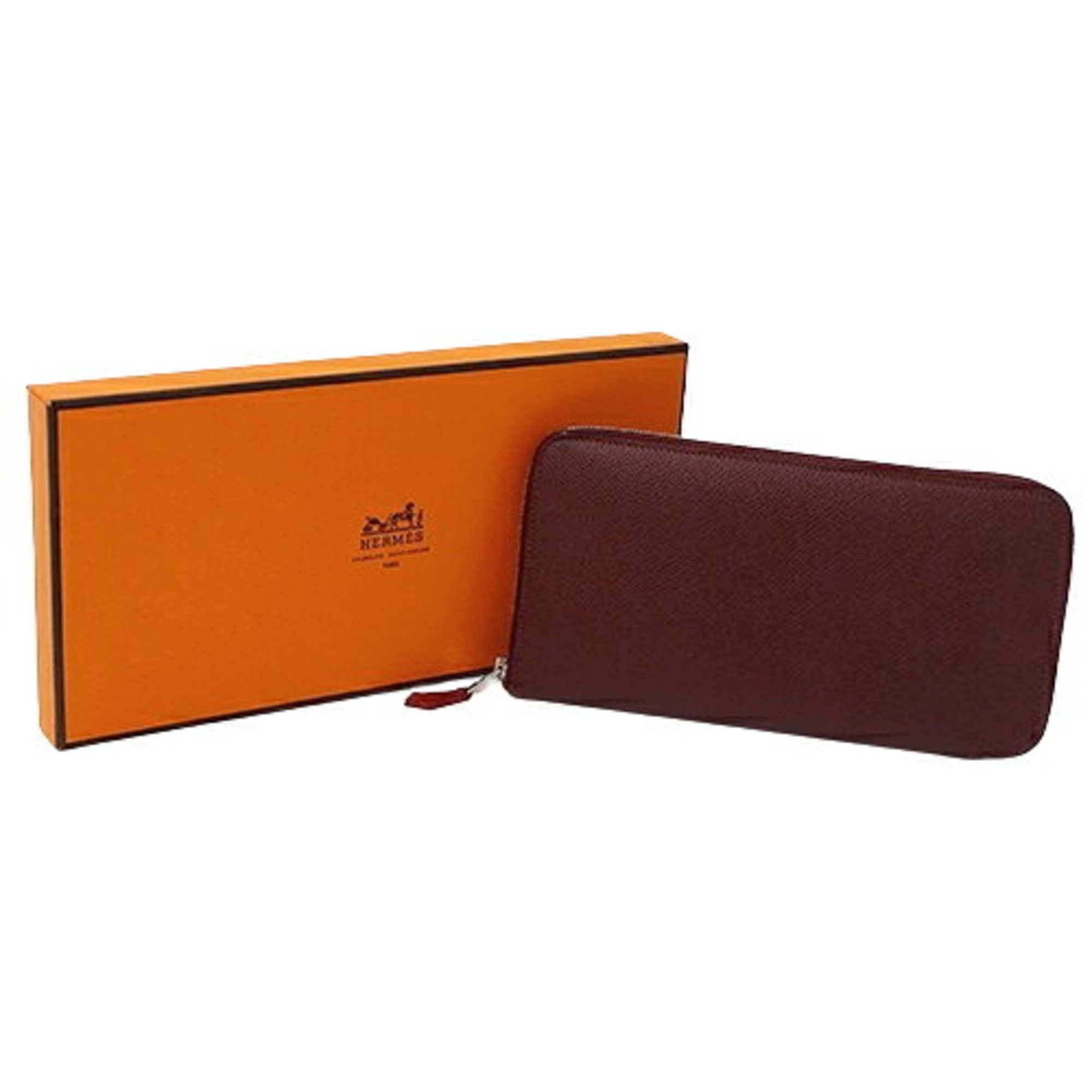 Hermes HERMES Wallet Women's Long Azap Silk In Classic Veau Epsom Bordeaux Wine Red Round T Engraved