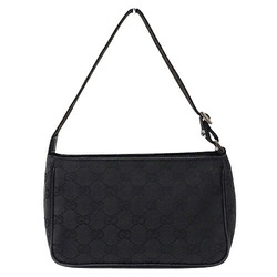 GUCCI Pouch Women's Hand Handbag GG Canvas Black 106644 Bag