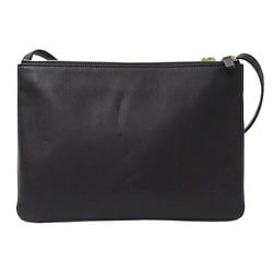 CELINE Women's Shoulder Bag Leather Trio Large Black Pouch