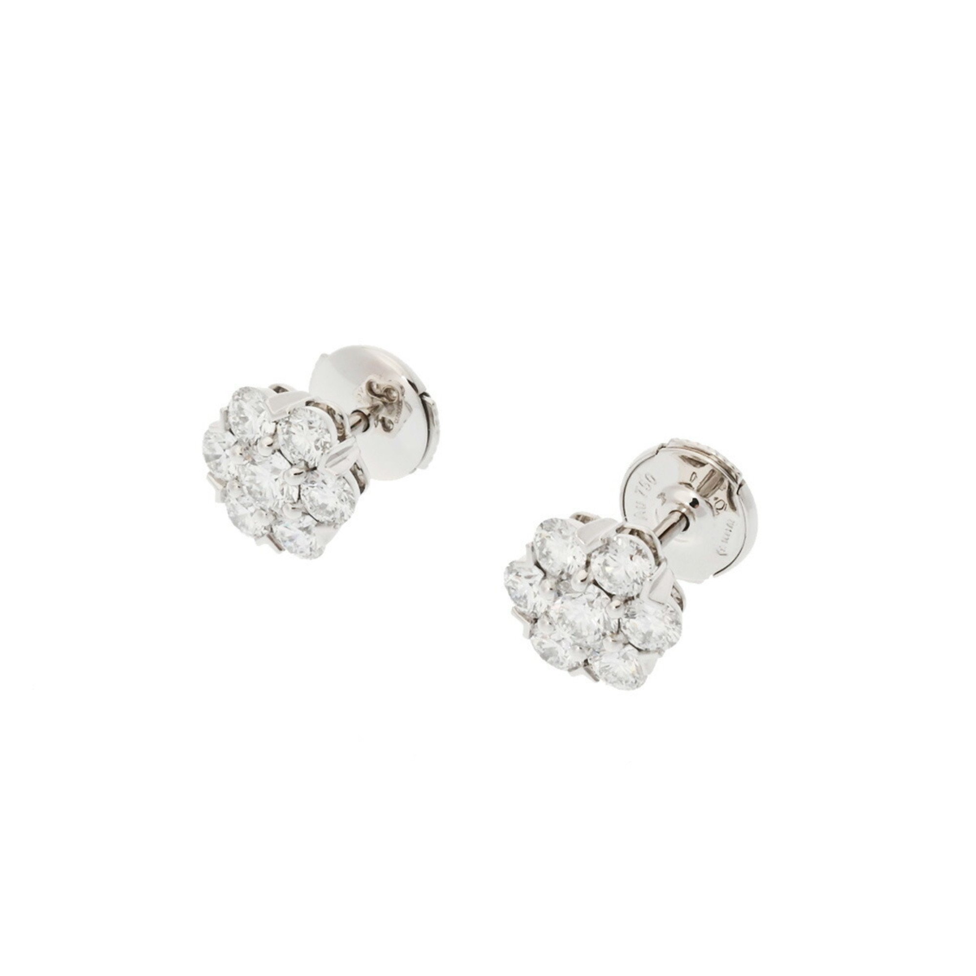 VAN CLEEF & ARPELS Van Cleef Arpels Fleurette Diamond VCARP9X800 Women's 18K White Gold Earrings