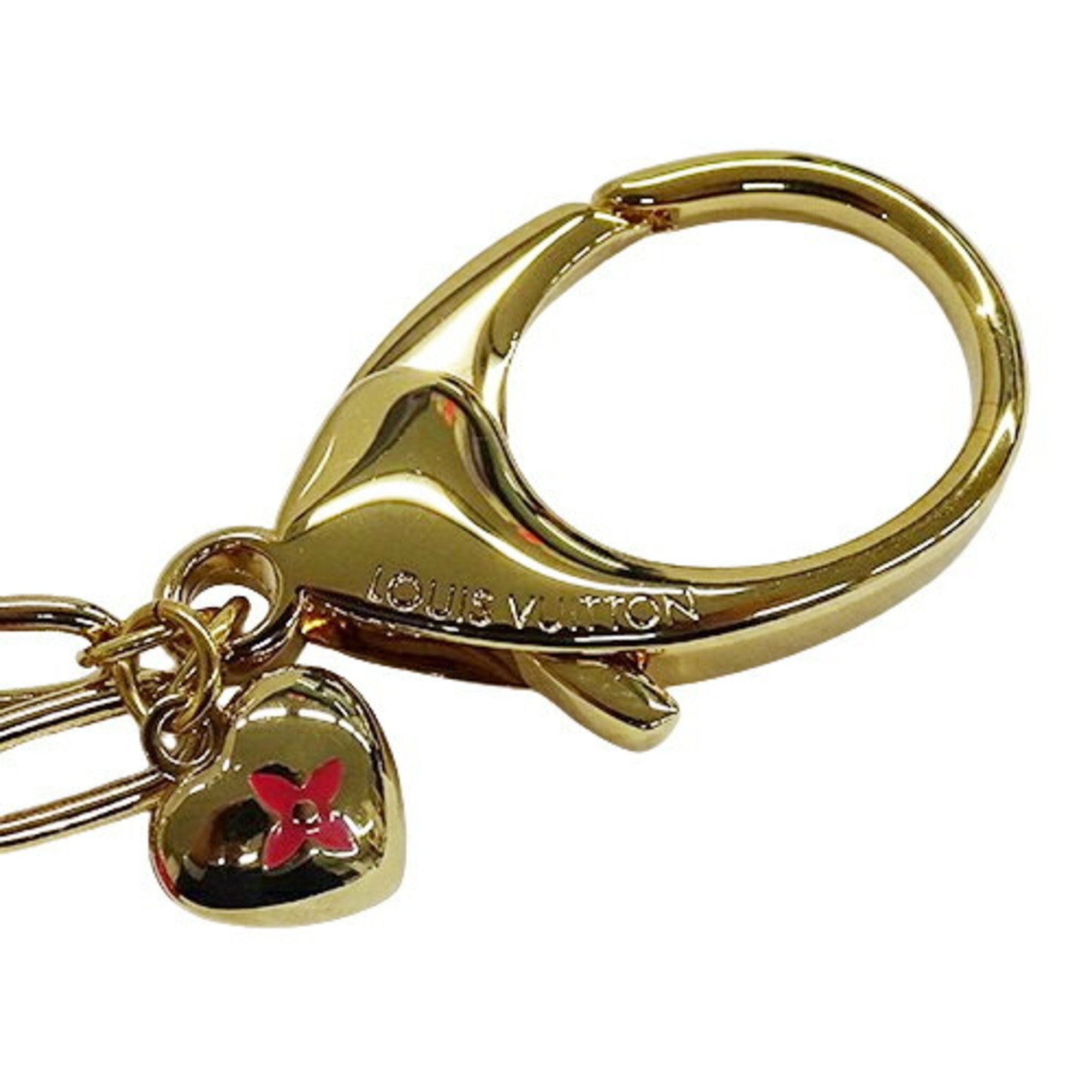 LOUIS VUITTON Charm Women's Keychain Bijoux Sac Cool Heart Gold Pink M65759