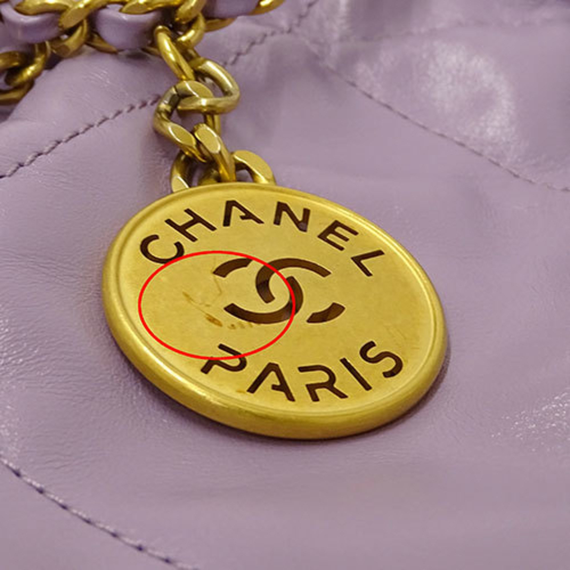 CHANEL Bags Women's Handbags Leather Chanel 22 Handbag Purple Chain Shoulder