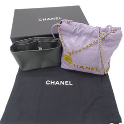 CHANEL Bags Women's Handbags Leather Chanel 22 Handbag Purple Chain Shoulder