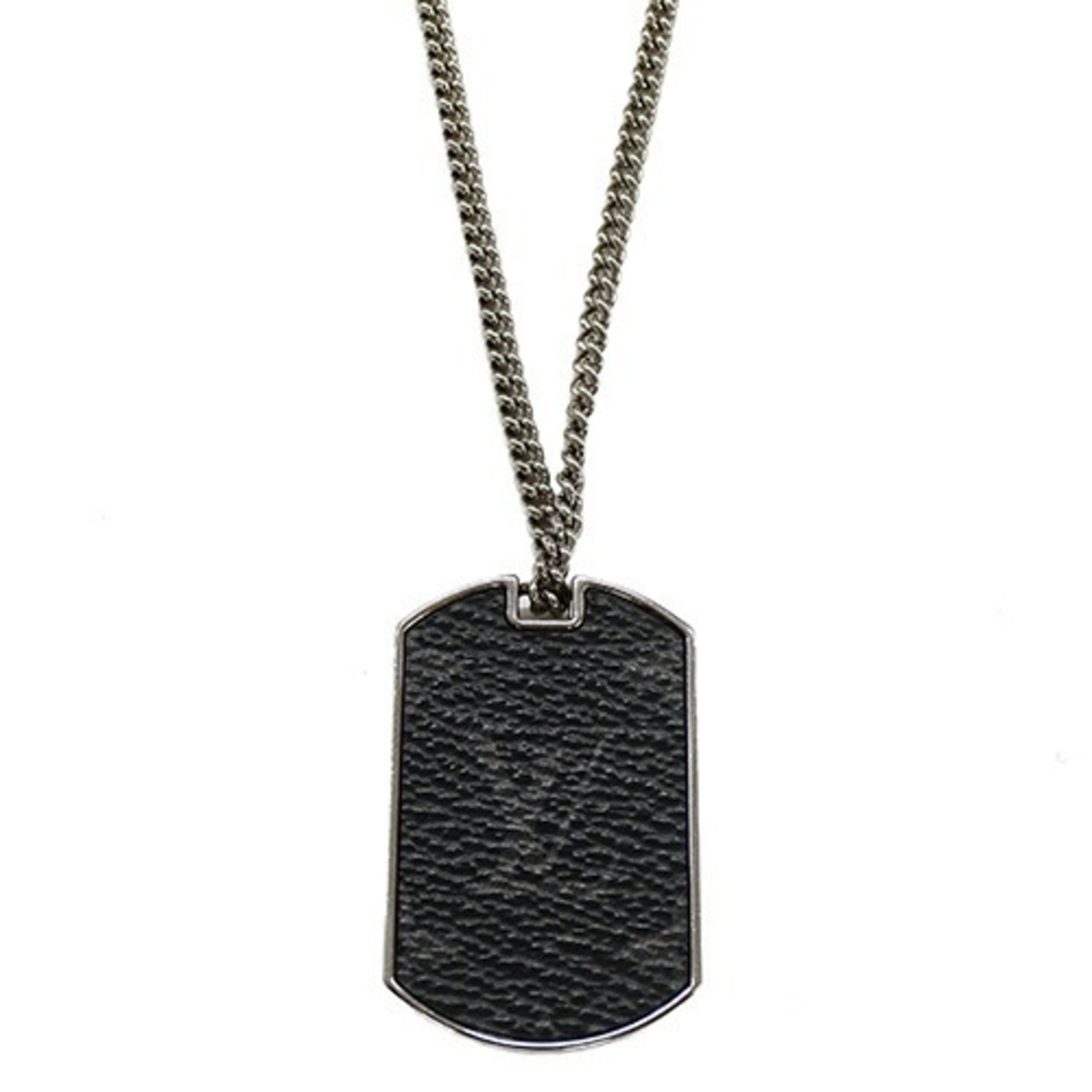 LOUIS VUITTON Necklace Monogram Eclipse Men's Pendant Metal Collier Plaque M63640 DI1119