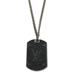 LOUIS VUITTON Necklace Monogram Eclipse Men's Pendant Metal Collier Plaque M63640 DI1119