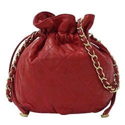 Chanel CHANEL Bag Matelasse Women's Shoulder Lambskin Red Chain Bucket