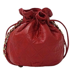 Chanel CHANEL Bag Matelasse Women's Shoulder Lambskin Red Chain Bucket