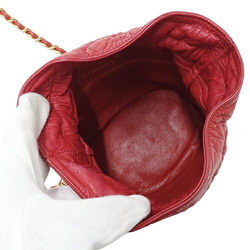 Chanel CHANEL Bag Matelasse Women's Shoulder Lambskin Red Chain Bucket