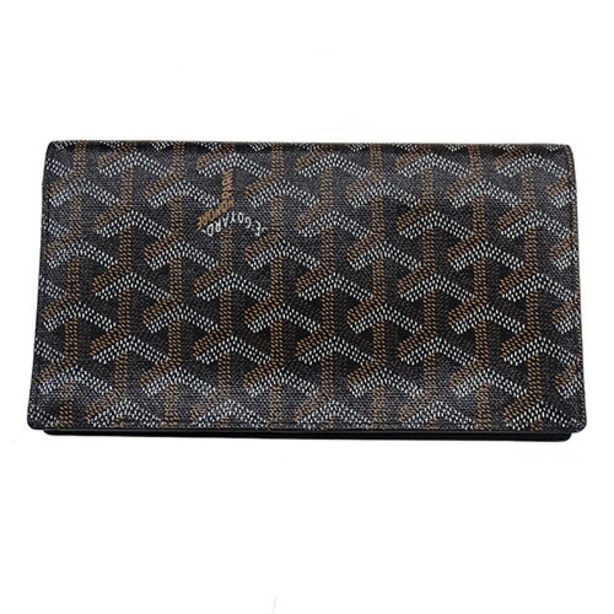 GOYARD Men's Wallet Long Bi-fold PVC Leather Richelieu Henry Bone Black