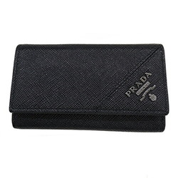 PRADA Key Case for Women and Men, 6 Rings, Saffiano, Black, 2PG222