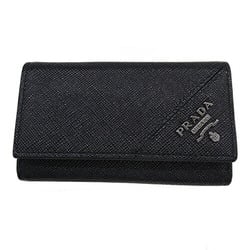 PRADA Key Case for Women and Men, 6 Rings, Saffiano, Black, 2PG222