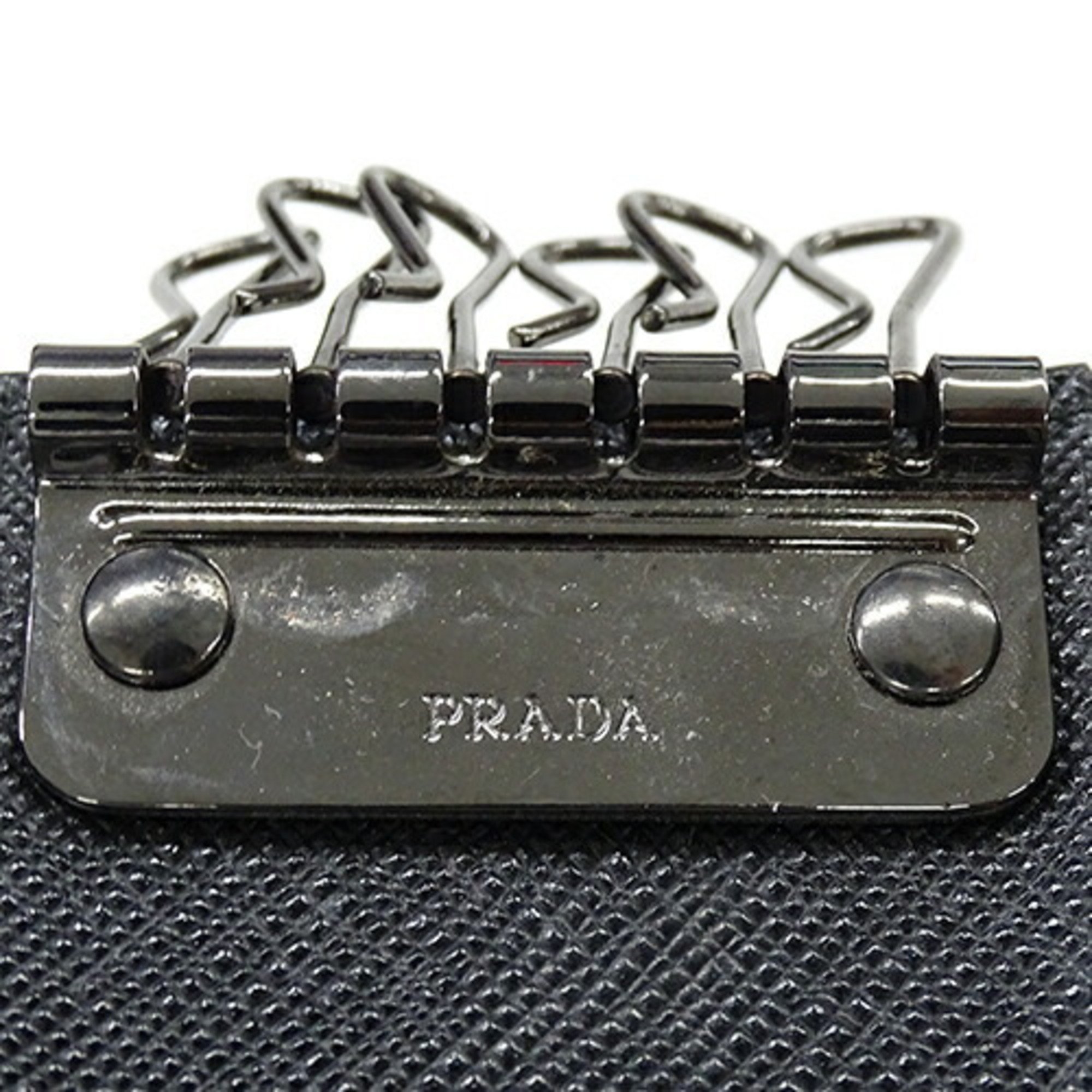 PRADA Key Case for Women and Men, 6 Rings, Saffiano, Black, 2PG222