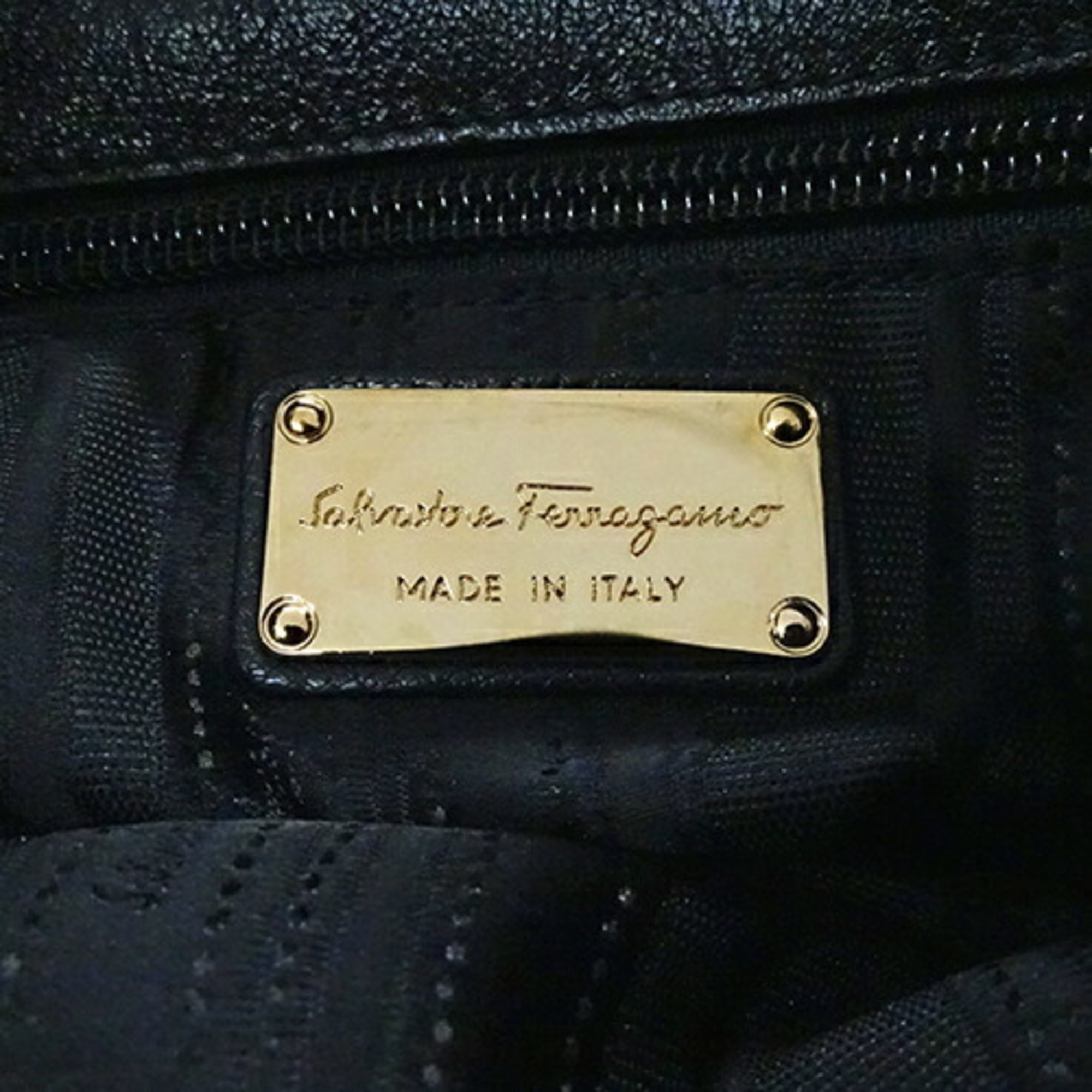 Salvatore Ferragamo Ferragamo Women's Tote Bag Double Gancini Leather Black Chain