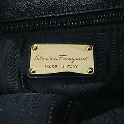 Salvatore Ferragamo Ferragamo Women's Tote Bag Double Gancini Leather Black Chain