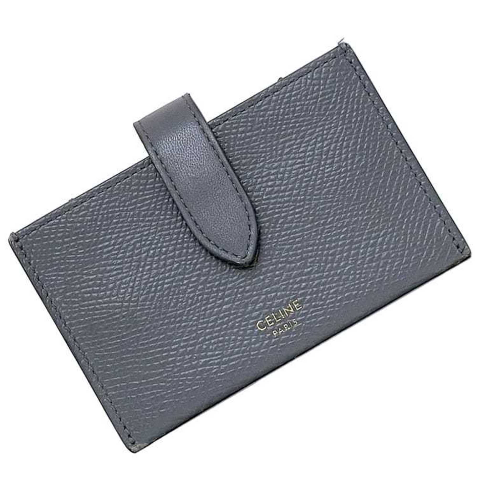 Celine card case accordion f-21339 grey holder leather CELINE ladies compact