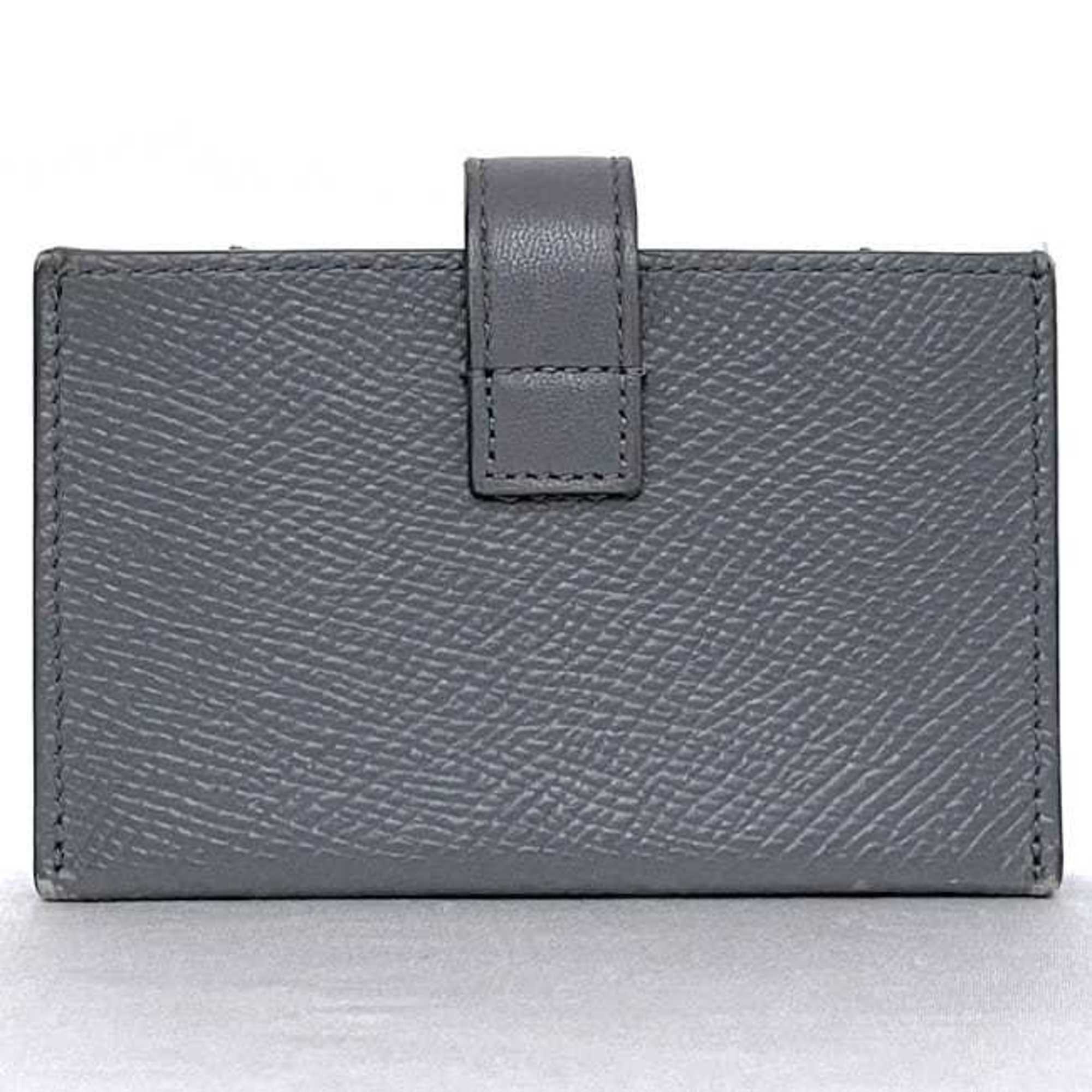 Celine card case accordion f-21339 grey holder leather CELINE ladies compact