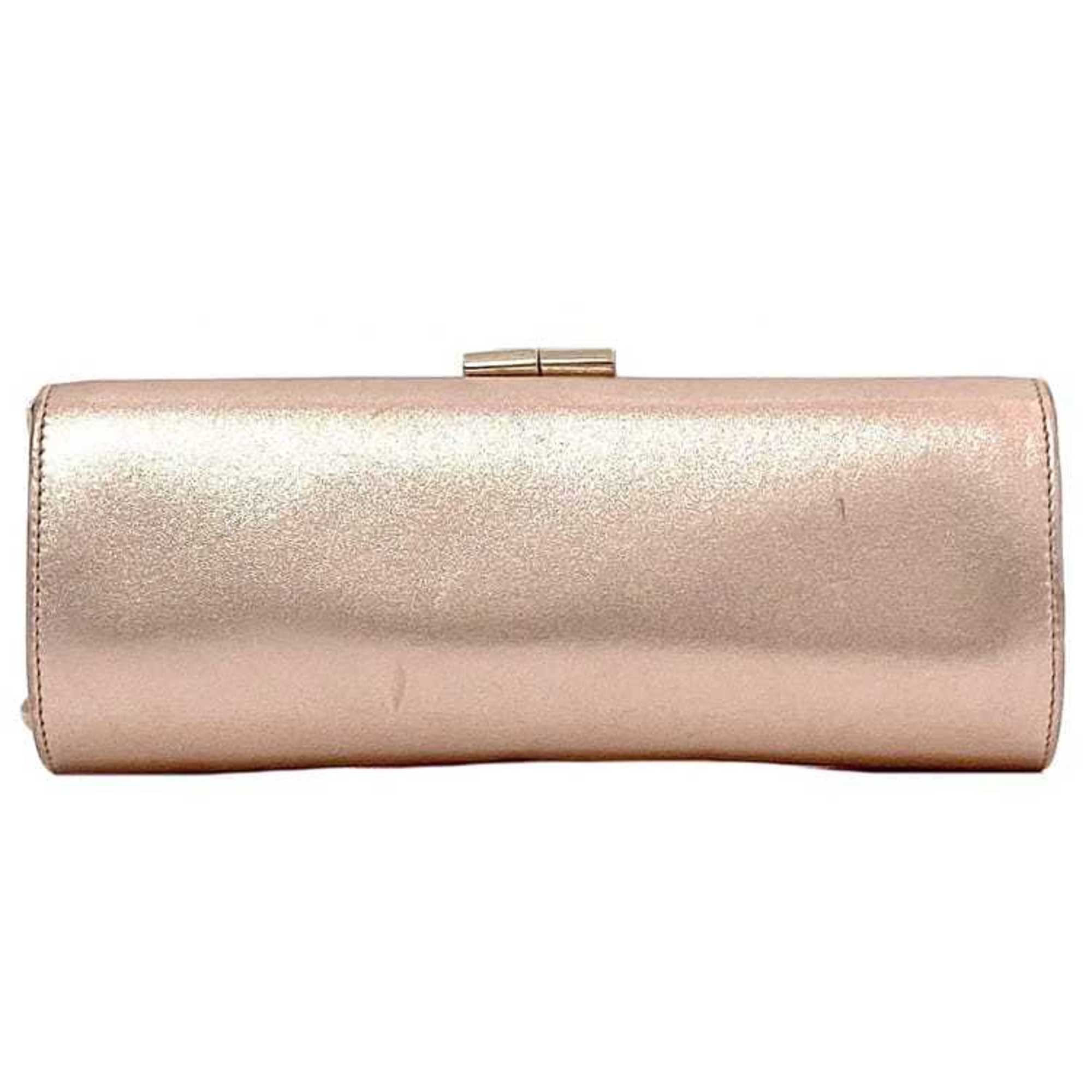 Jimmy Choo clutch bag ec-21348 pink gold leather JIMMY CHOO handbag purse ladies compact