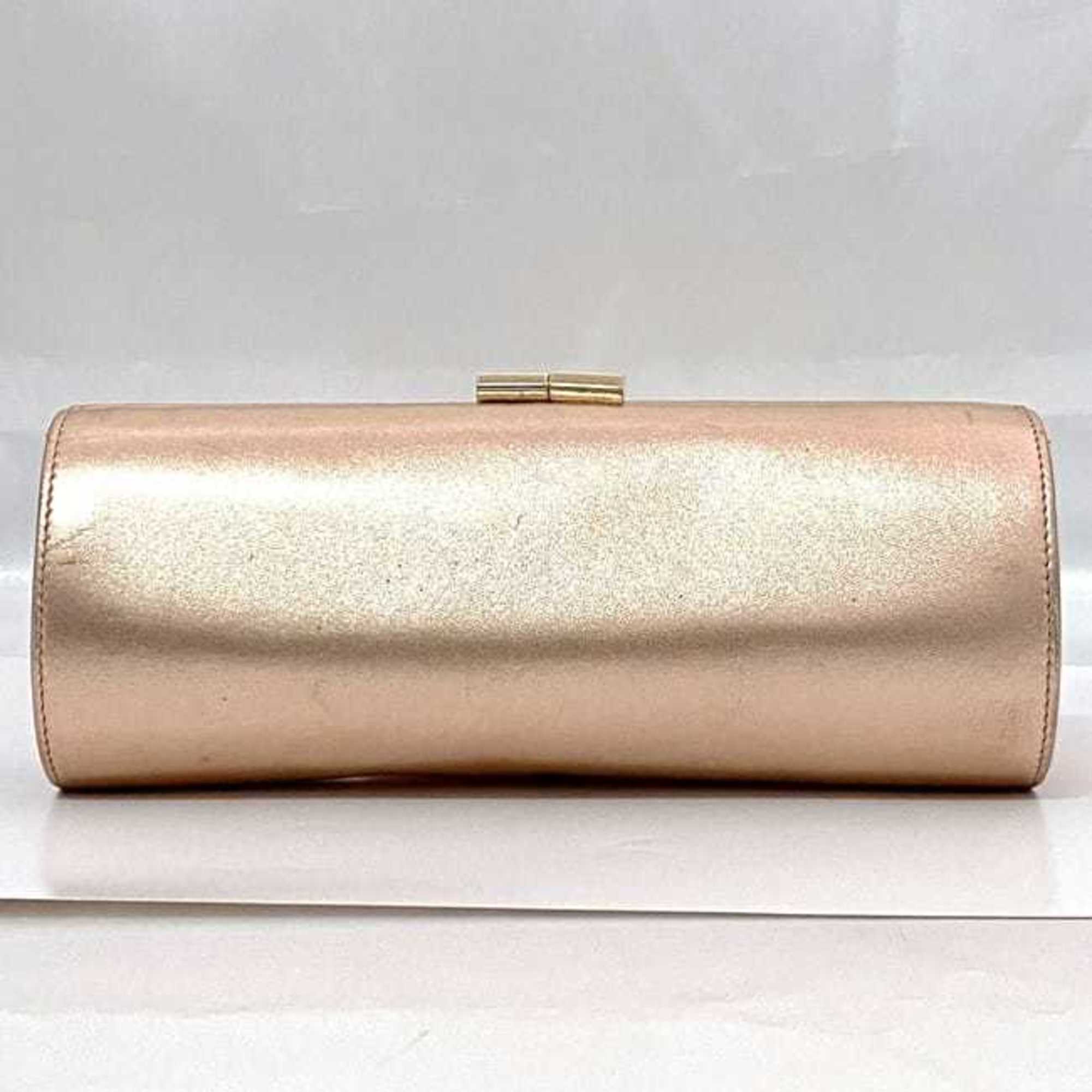 Jimmy Choo clutch bag ec-21348 pink gold leather JIMMY CHOO handbag purse ladies compact