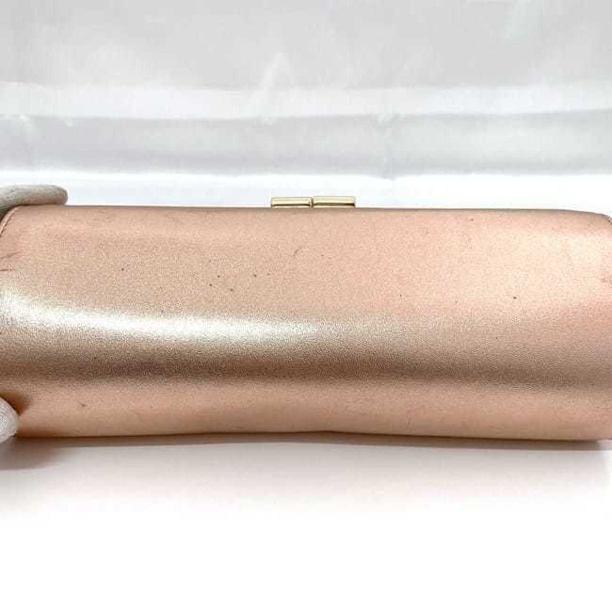 Jimmy Choo clutch bag ec-21348 pink gold leather JIMMY CHOO handbag purse ladies compact