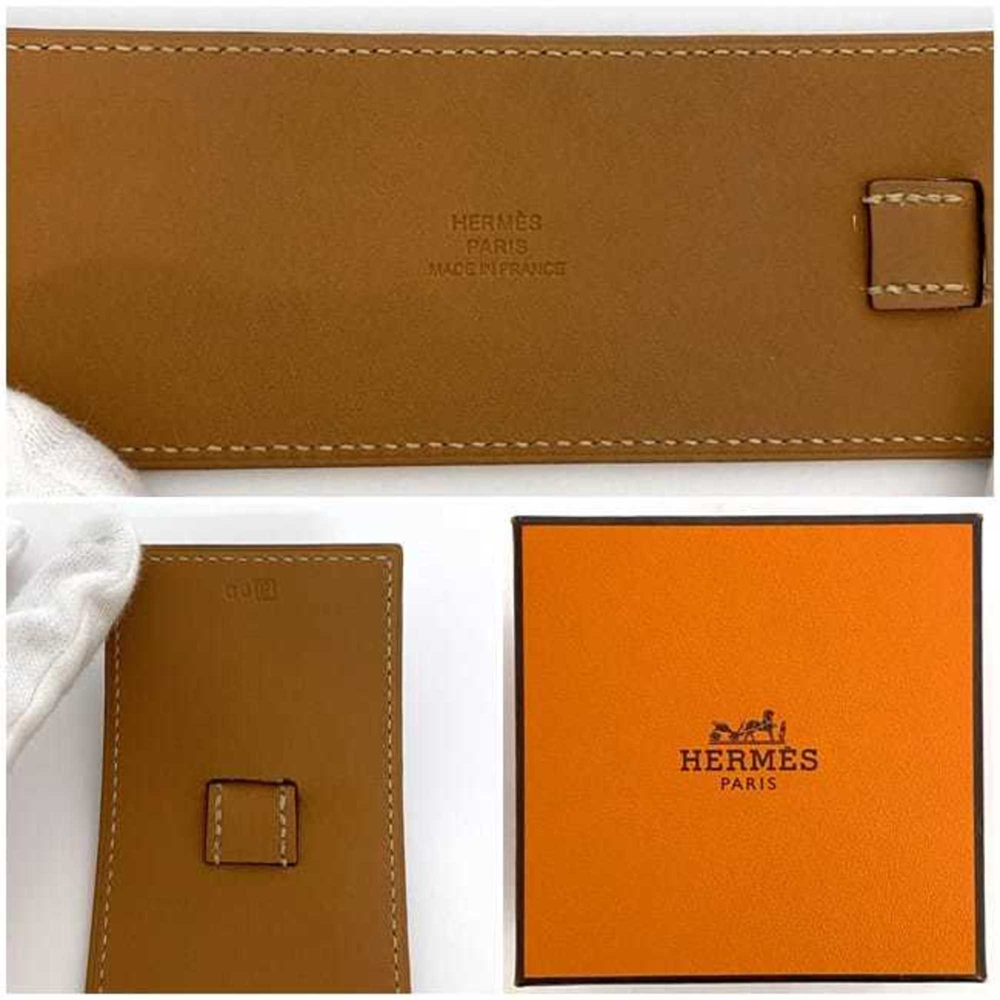 Hermes bracelet f-21358 camel brown bangle leather swift □P engraved HERMES H belt ladies accessories