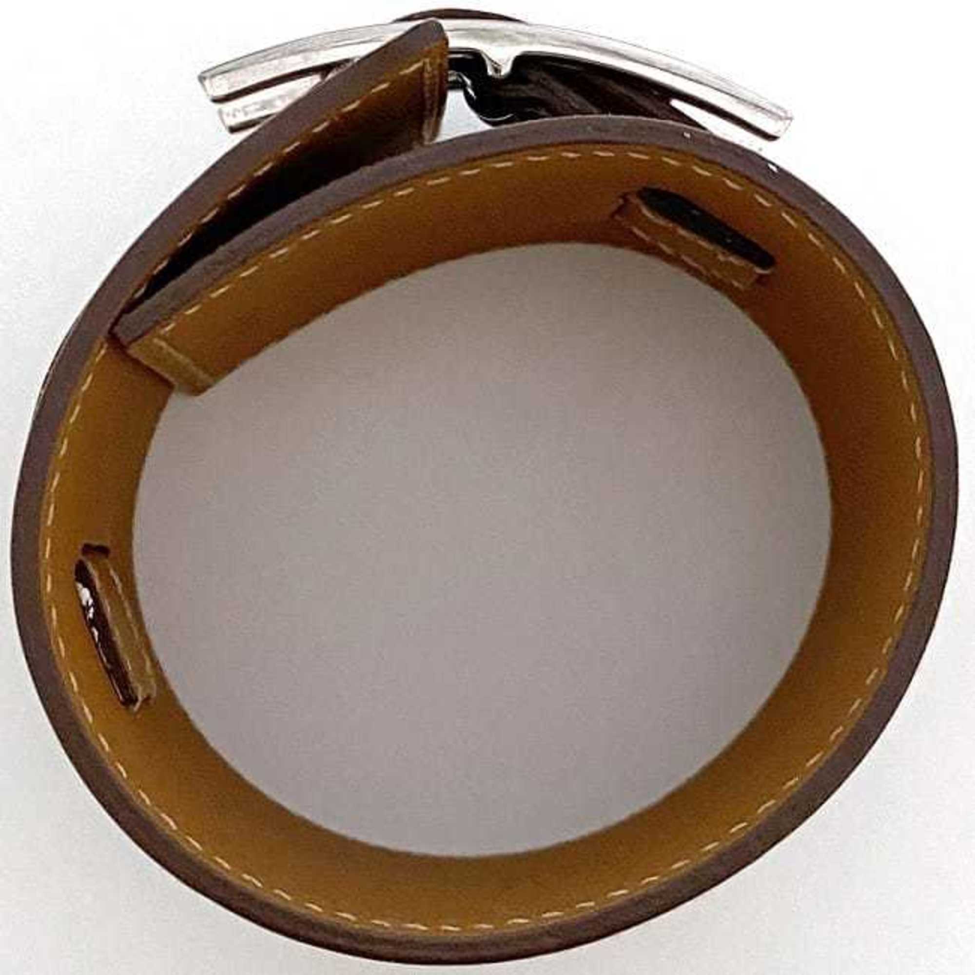 Hermes bracelet f-21358 camel brown bangle leather swift □P engraved HERMES H belt ladies accessories