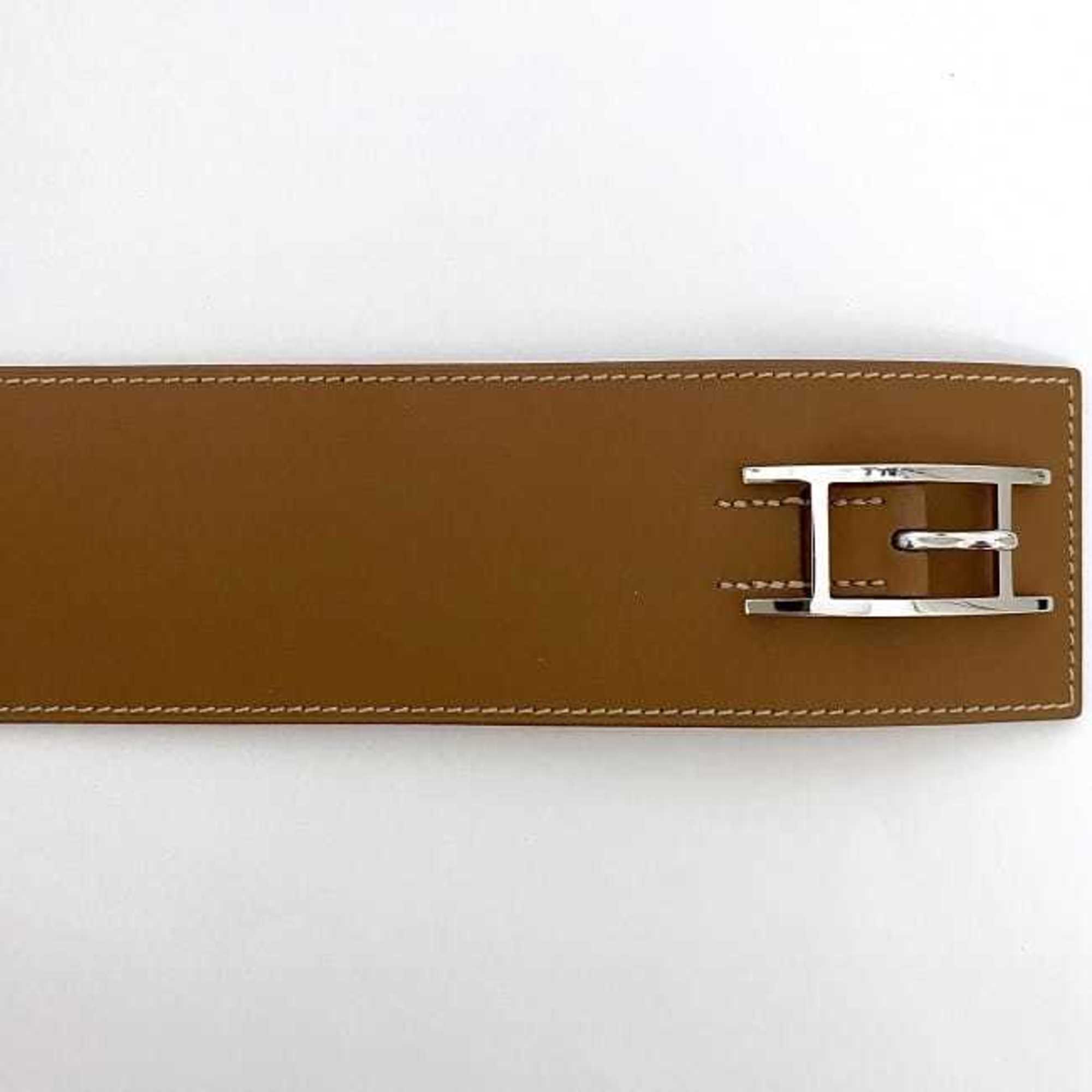 Hermes bracelet f-21358 camel brown bangle leather swift □P engraved HERMES H belt ladies accessories