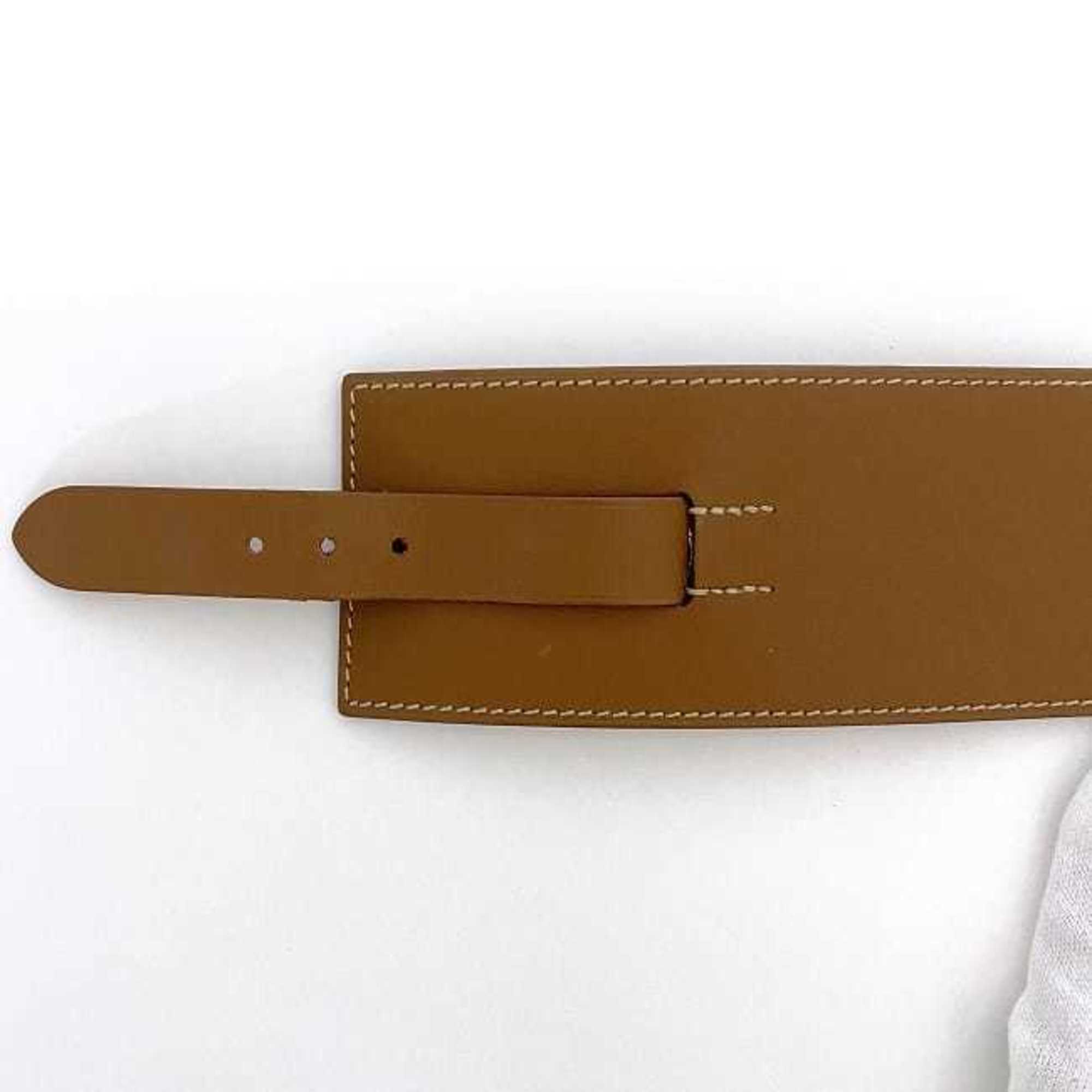 Hermes bracelet f-21358 camel brown bangle leather swift □P engraved HERMES H belt ladies accessories