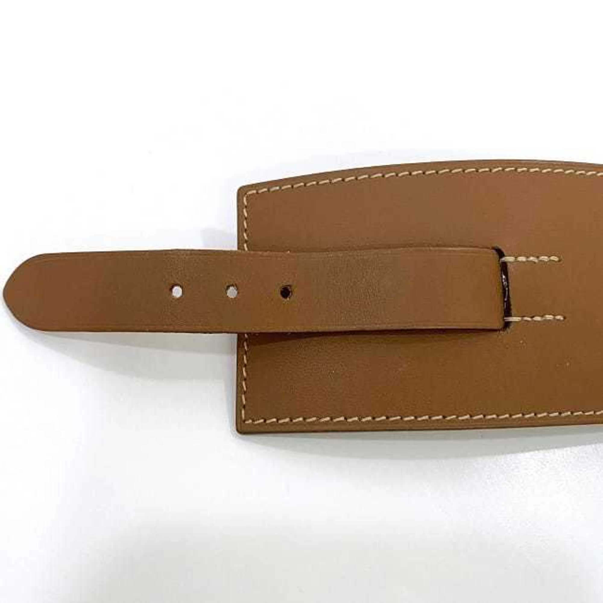 Hermes bracelet f-21358 camel brown bangle leather swift □P engraved HERMES H belt ladies accessories