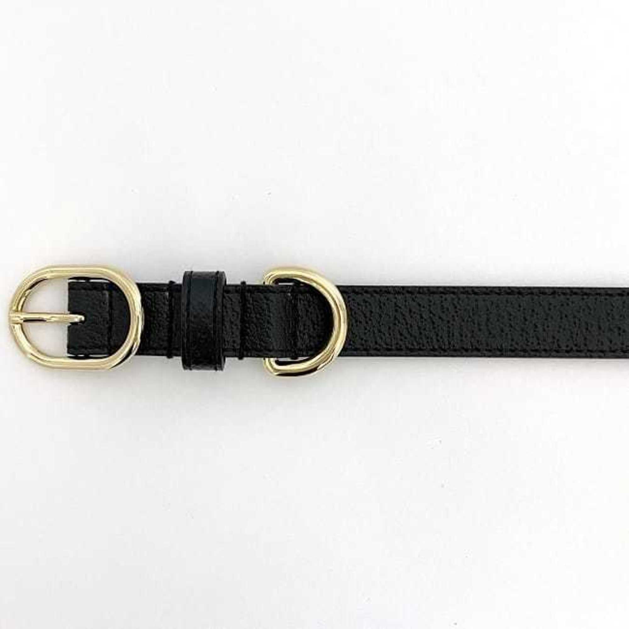 Gucci Collar ec-21388 Black Interlocking 692943 Small Dog Leather GUCCI Pet Lead Walking GG Supplies Adjustable Size