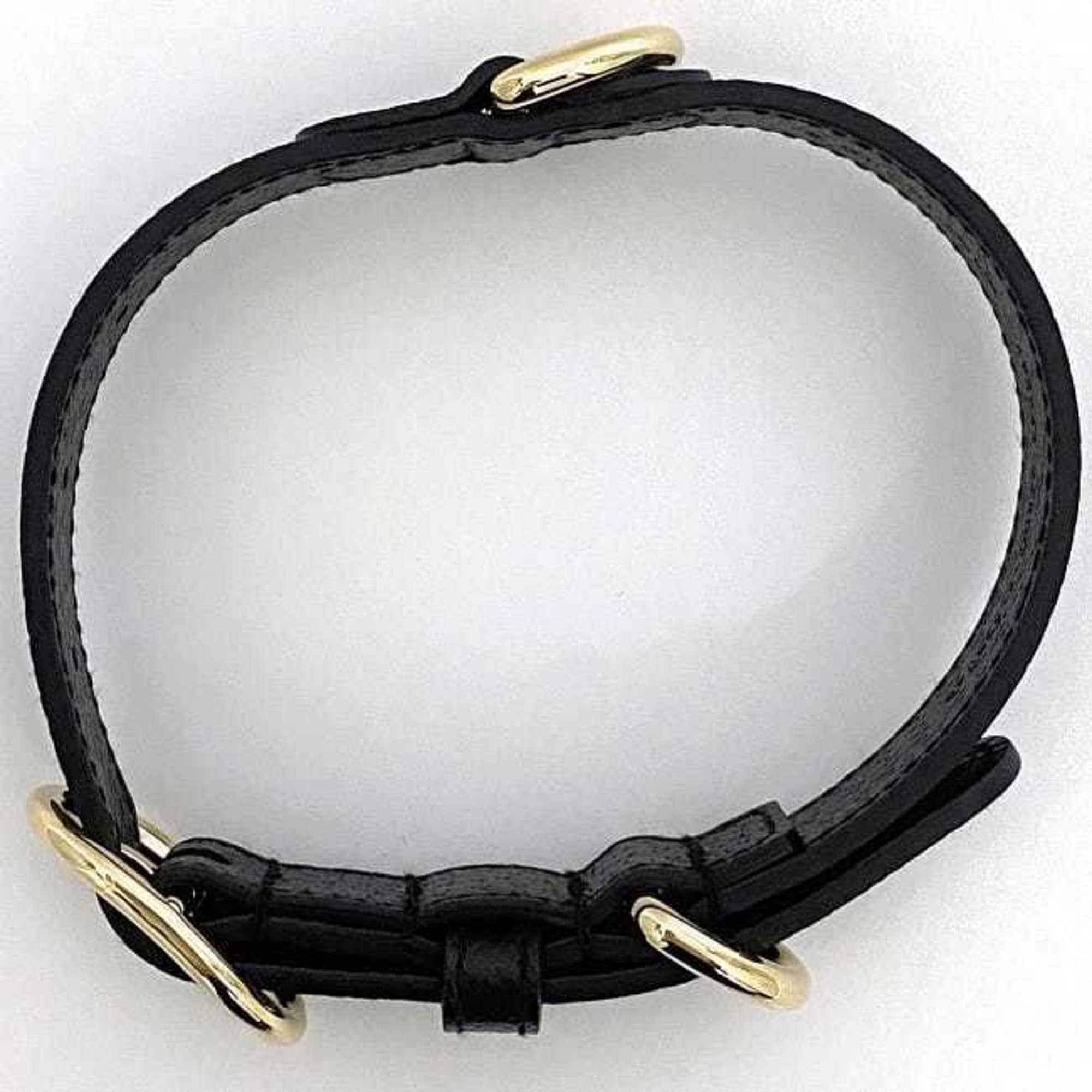 Gucci Collar ec-21388 Black Interlocking 692943 Small Dog Leather GUCCI Pet Lead Walking GG Supplies Adjustable Size