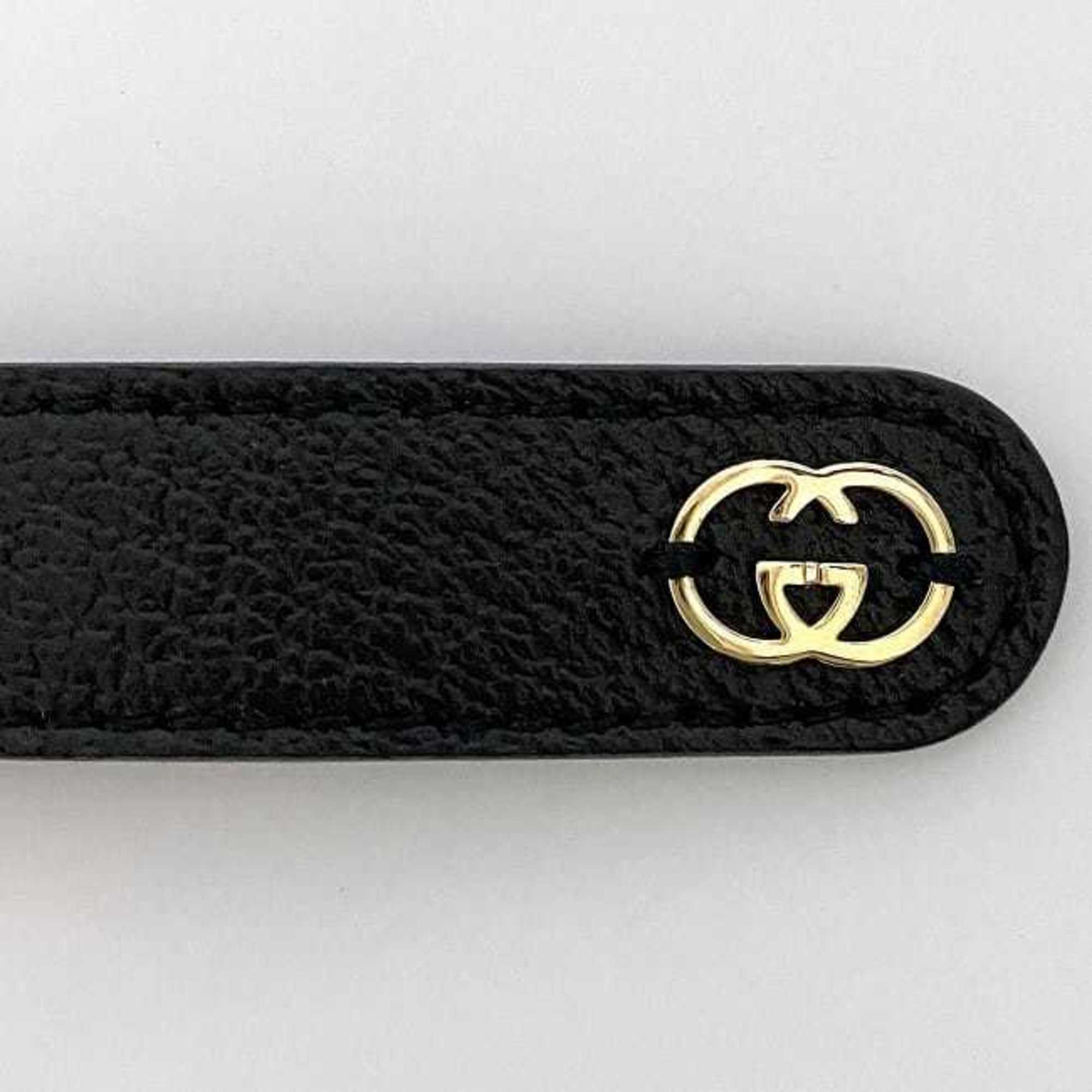 Gucci Collar ec-21388 Black Interlocking 692943 Small Dog Leather GUCCI Pet Lead Walking GG Supplies Adjustable Size