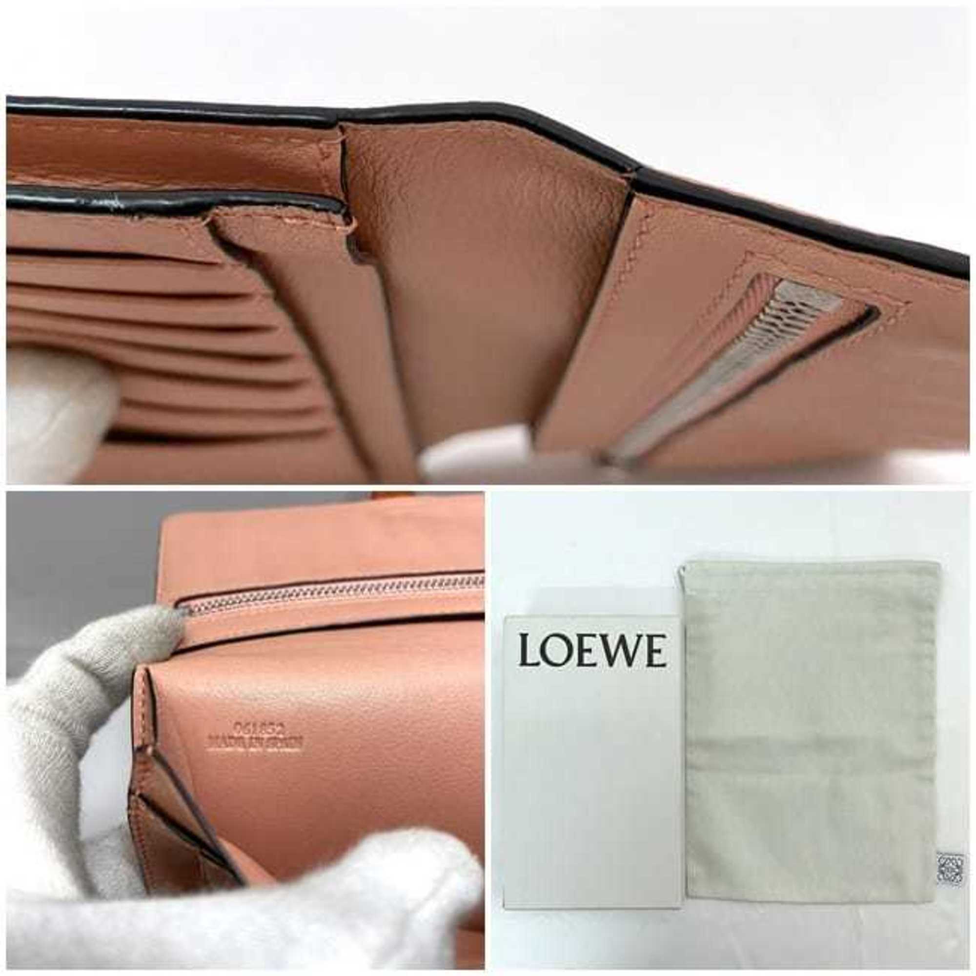 LOEWE Bi-fold Long Wallet Vertical Large f-21349 Orange Brown Anagram C660S40X01 Leather 061852 Grain Women's