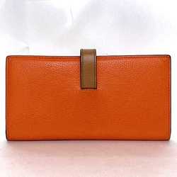 LOEWE Bi-fold Long Wallet Vertical Large f-21349 Orange Brown Anagram C660S40X01 Leather 061852 Grain Women's