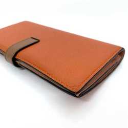 LOEWE Bi-fold Long Wallet Vertical Large f-21349 Orange Brown Anagram C660S40X01 Leather 061852 Grain Women's