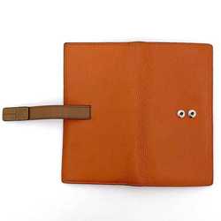 LOEWE Bi-fold Long Wallet Vertical Large f-21349 Orange Brown Anagram C660S40X01 Leather 061852 Grain Women's