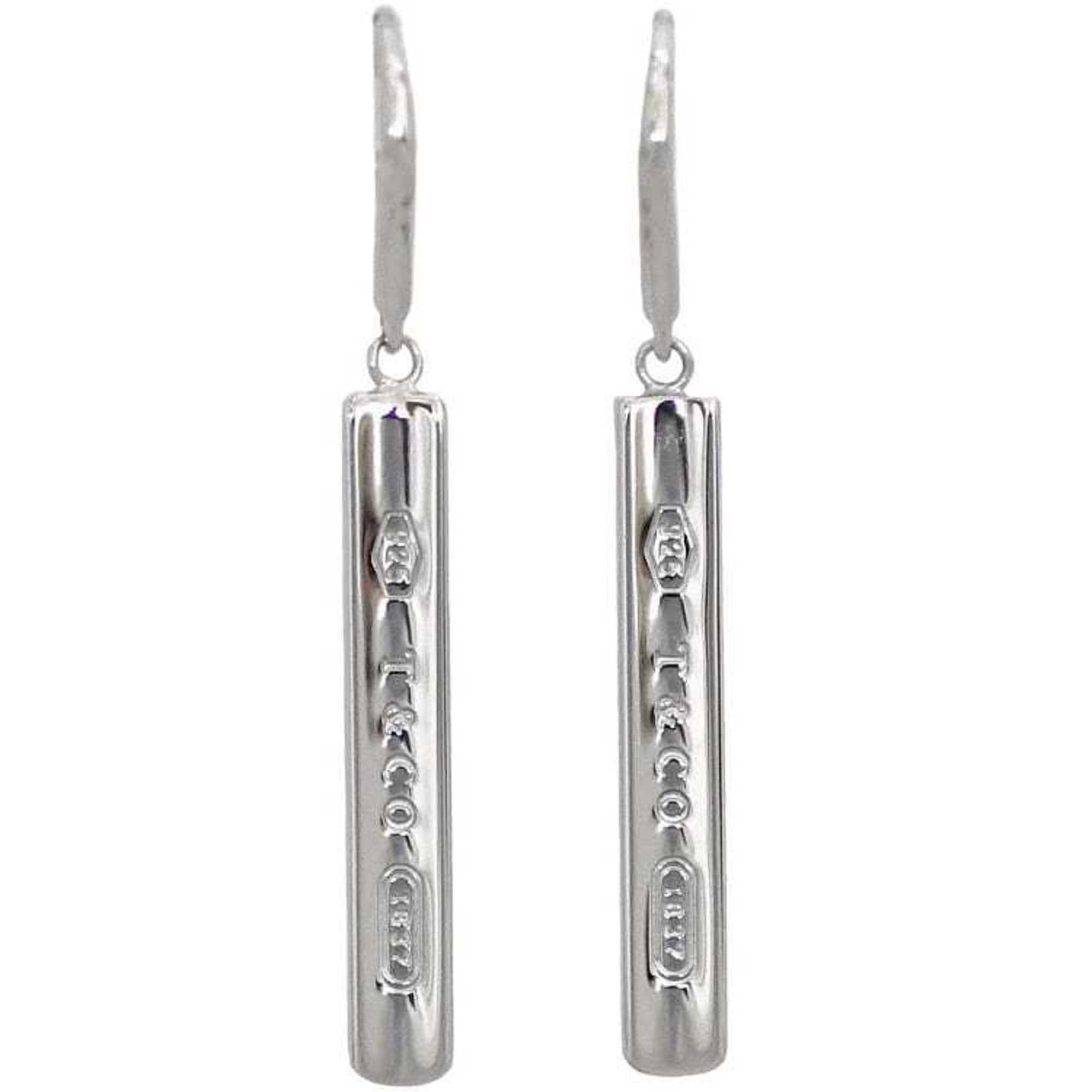 Tiffany Bar Earrings f-21315 Silver 1837 Ag 925 TIFFANY&Co. Swing Both Ears Women's Men's Polished