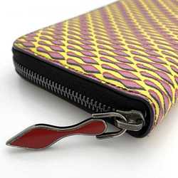 Christian Louboutin Round Long Wallet ec-21096 Yellow Pink Black PVC Leather Women's Pattern