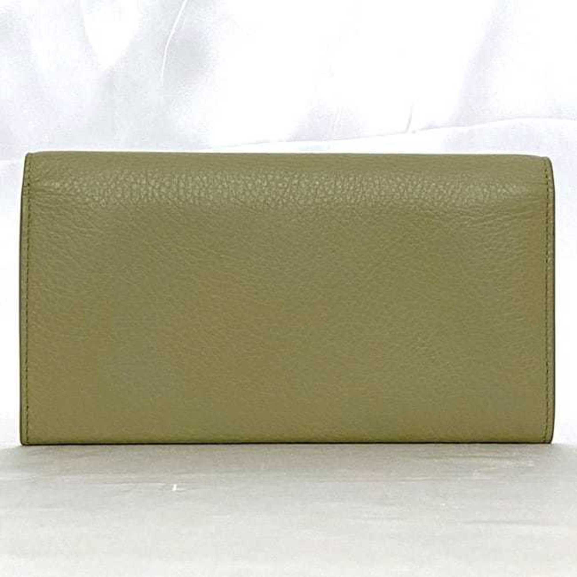 Bottega Veneta Bi-fold Long Wallet ec-21351 Beige Khaki 649537-1516 Leather BOTTEGA VENETA Bi-color Women's