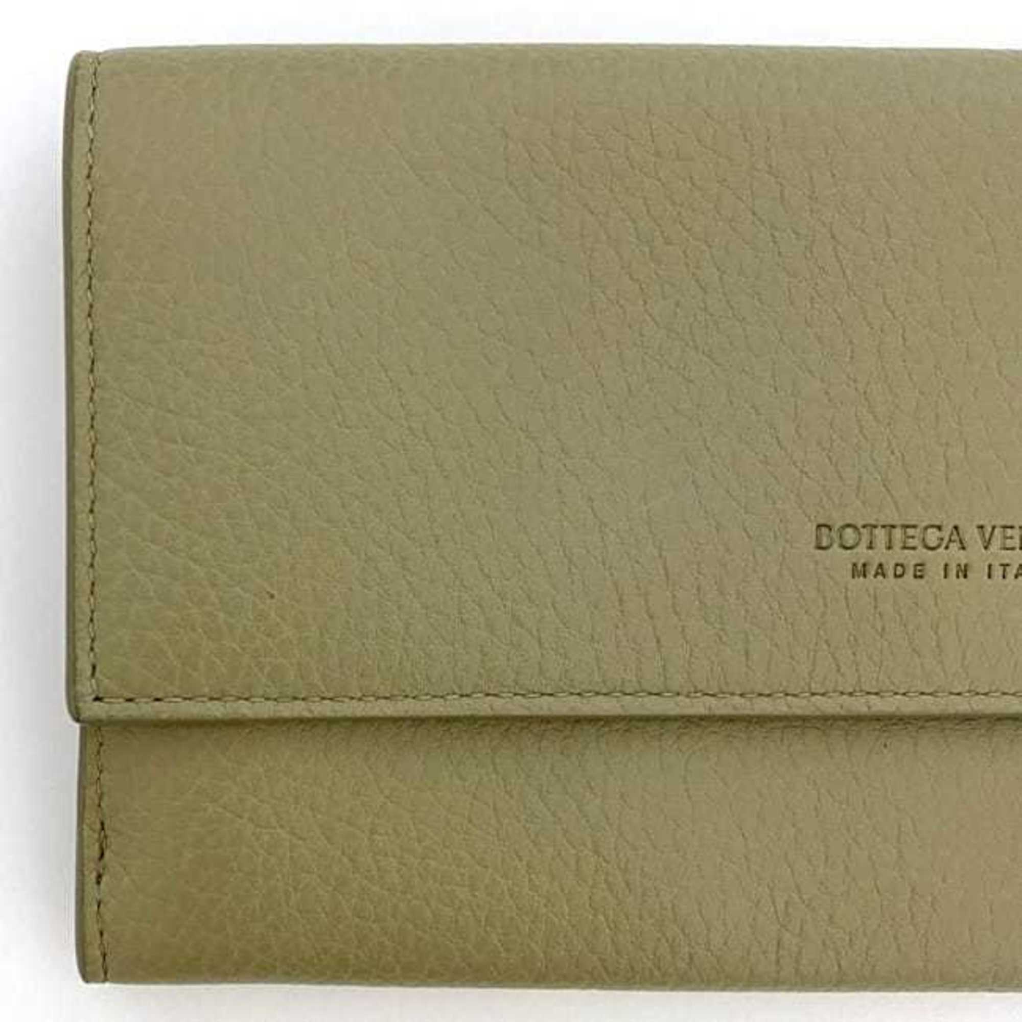 Bottega Veneta Bi-fold Long Wallet ec-21351 Beige Khaki 649537-1516 Leather BOTTEGA VENETA Bi-color Women's