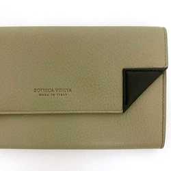 Bottega Veneta Bi-fold Long Wallet ec-21351 Beige Khaki 649537-1516 Leather BOTTEGA VENETA Bi-color Women's