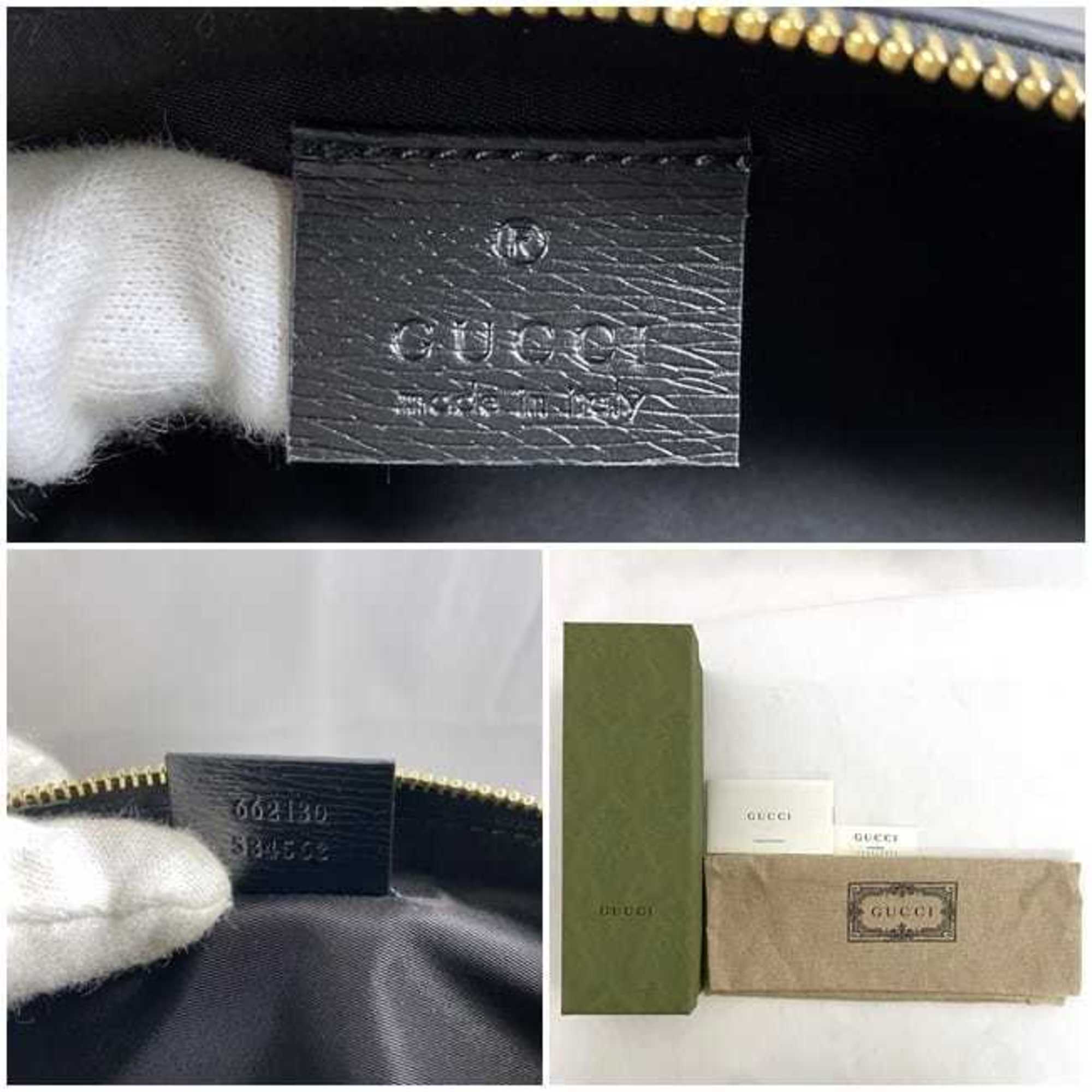 Gucci Pen Case ec-21389 Beige Black Herbarium 662130 Pencil PVC Leather GUCCI Small Capacity Chic Unisex