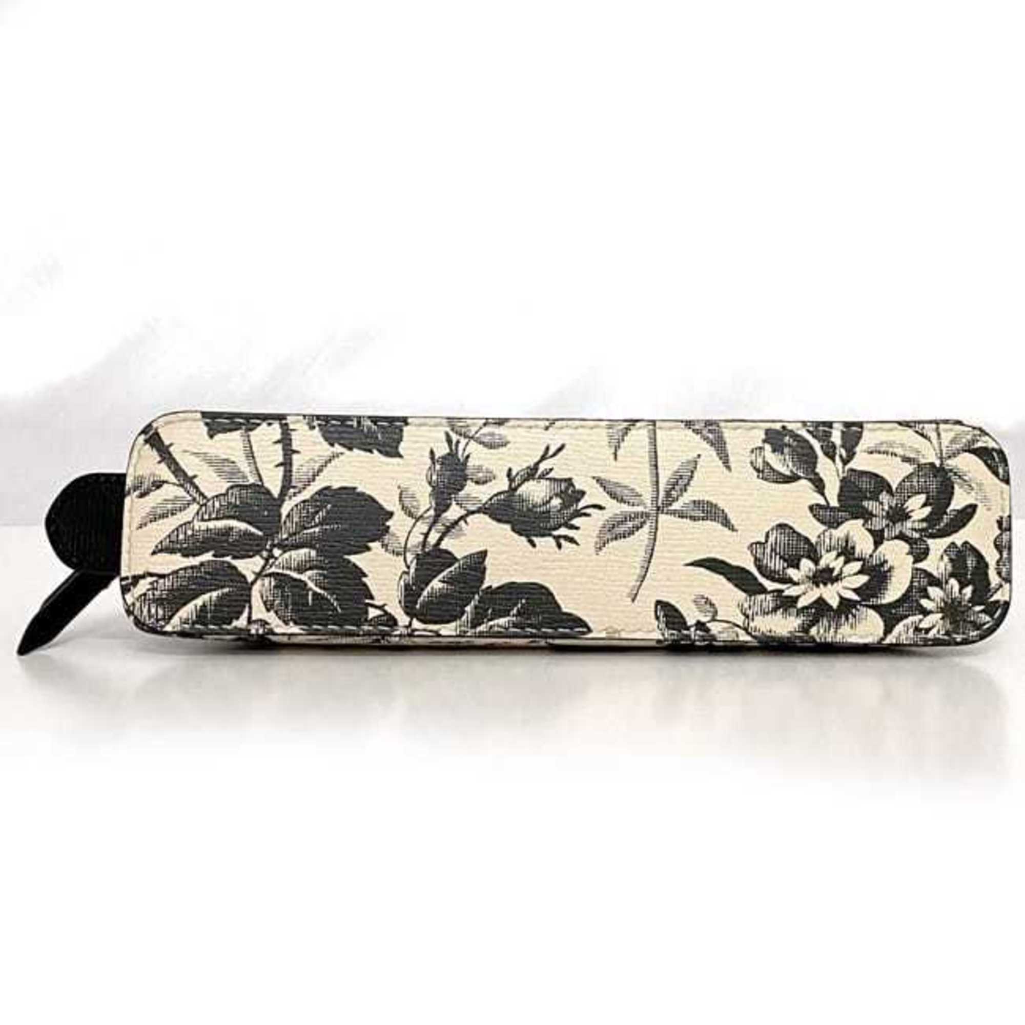 Gucci Pen Case ec-21389 Beige Black Herbarium 662130 Pencil PVC Leather GUCCI Small Capacity Chic Unisex