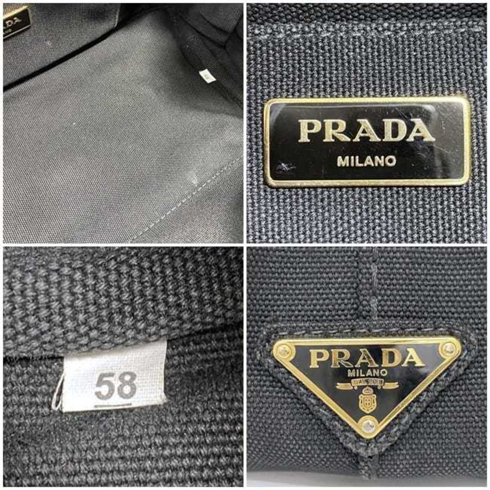 Prada tote bag f-21384 black canapa 1BG439 handbag canvas 58 PRADA print ladies